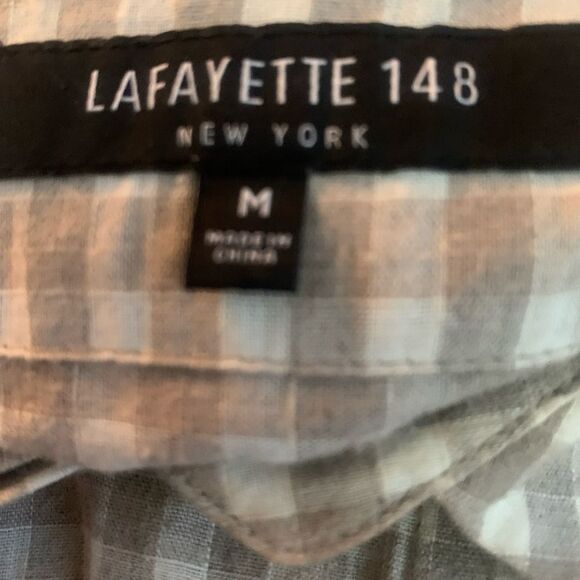 Lafayette 148 linen Button Down Shirt Gingham Plaid Size M - Picture 9 of 10